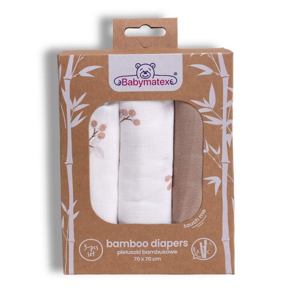 Babymatex Bambusowe pieluchy Maliny, 70 x 70 cm, zestaw 3 szt.