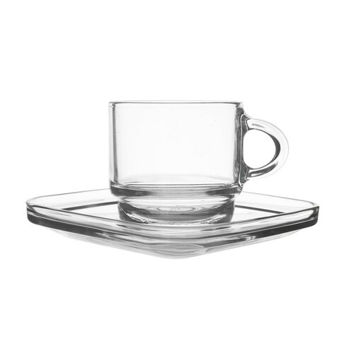 Orion Set of 6 Cozy glass mugs with saucers, 0.091ml