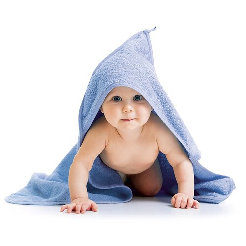 Osuška pre bábätká s kapucňou svetlomodrá, 80 x 80 cm