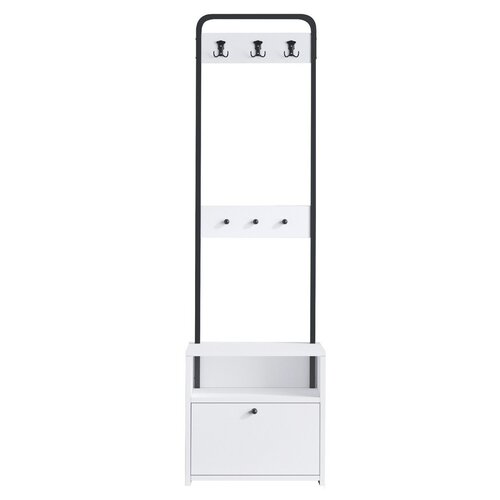 Cuier cu raft pentru pantofi Quinn White and Black