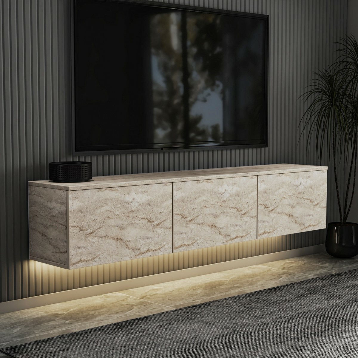 Televízny stolík Neon Illuminated Travertine