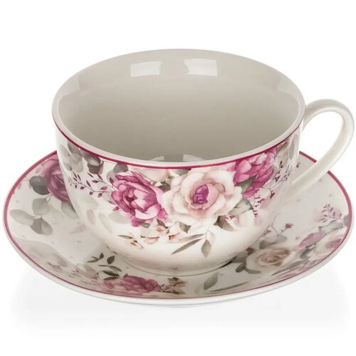 Banquet Keramiktasse mit Untertasse Rose 240 ml