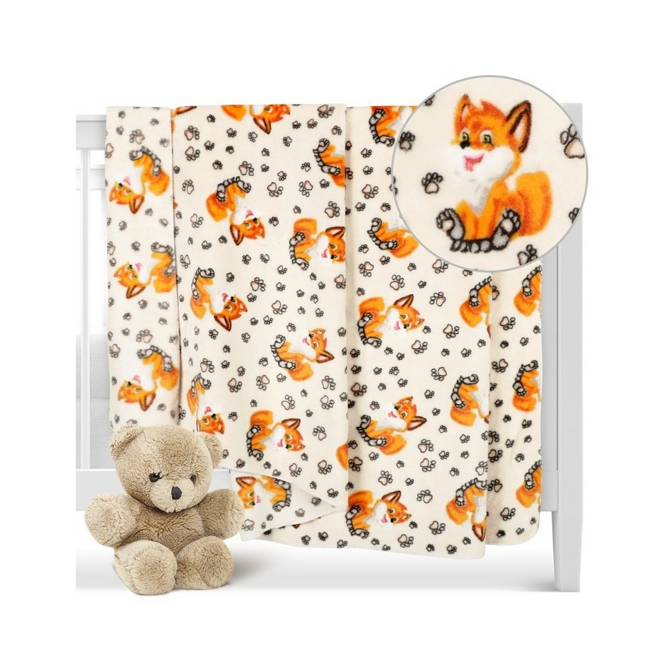 Bellatex Baba takaró Ella Fox narancssárga, fehér,100 x 150 cm