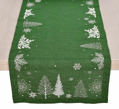 Traversă de masă de Crăciun verde, 40 x 140 cm