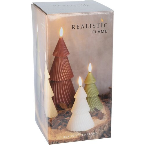 LED Sviečka Stromček červená, 1x LED, 8,5 x 15 cm, 2x AAA