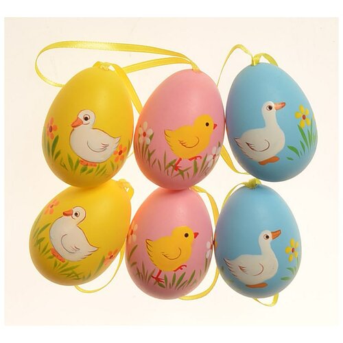 Kültéri függőtojás szett, 6 cm magas, 6 db a csomagban, színes