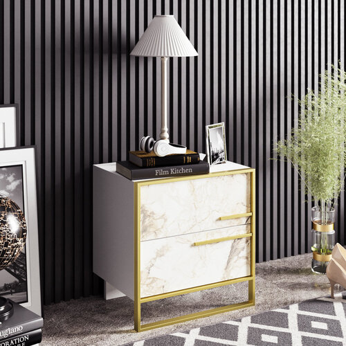 Stolik nocny Polka White