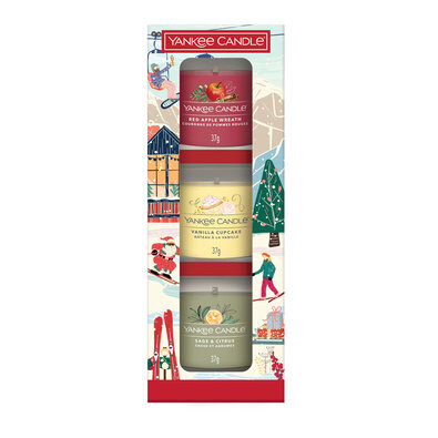 Yankee Candle Set cadou cu 3 lumânări de sticlă Holiday Party 2025