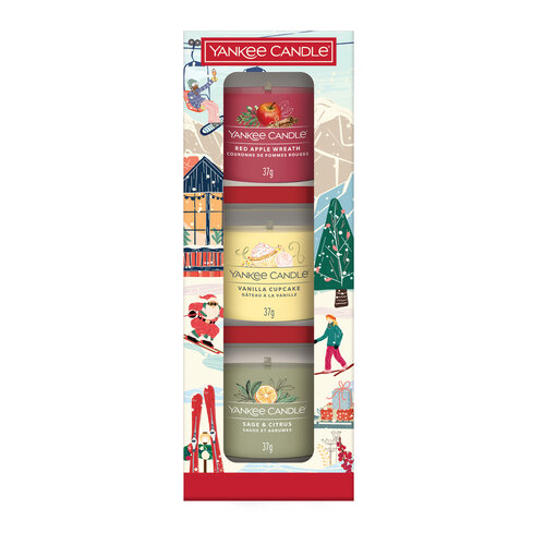 Yankee Candle darilni set 3 steklenih svečk Holiday Party 2025