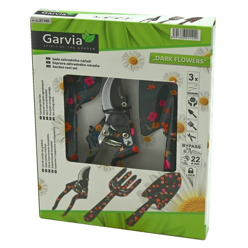 Garvia Zestaw narzędzi ogrodniczych 3 szt. Dark Flowers