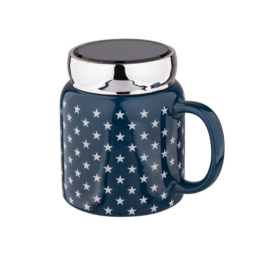 Altom Porzellanbecher mit Deckel  Easy Morning Star, 420 ml