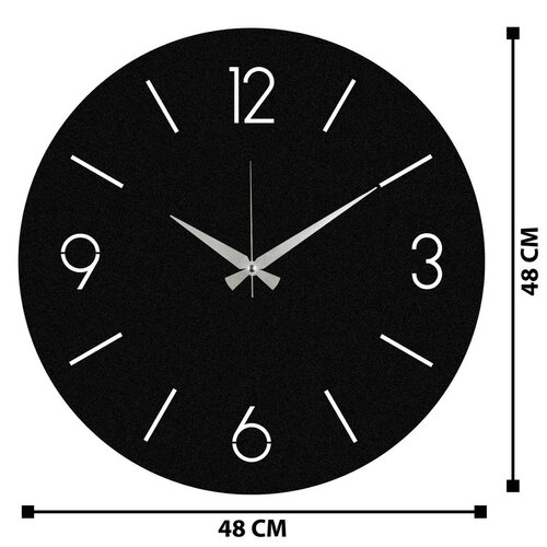 Ceas de perete Trevwela, Black , 48 x 48 cm