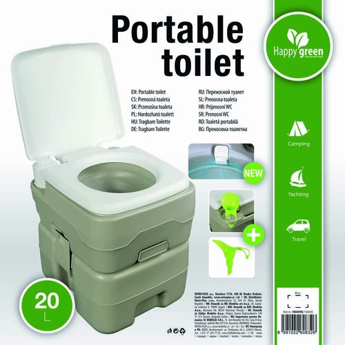 Happy Green Hordozható WC 20 l, szürke