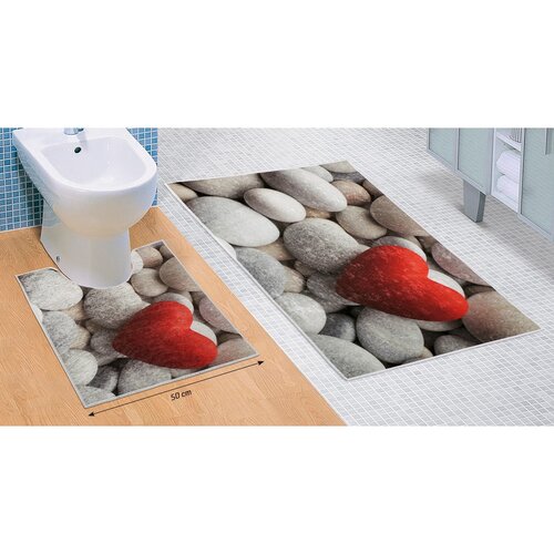 Komplet dywaników łazienkowych Jasne kamienie 3D, 60 x 100 cm, 50 x 60 cm