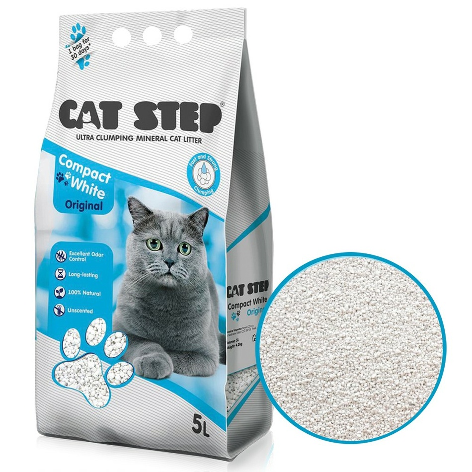 Cat Step ásványi alom macskáknak Compact WhiteOriginal, 5 l