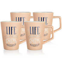 Banquet 4-teiliges Set aus Keramikbechern LIFE COFFEE, 450 ml