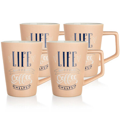 Banquet 4-delni komplet keramičnih vrčev LIFECOFFEE, 450 ml