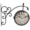Kovové hodiny s teplomerom Vintage, čierna