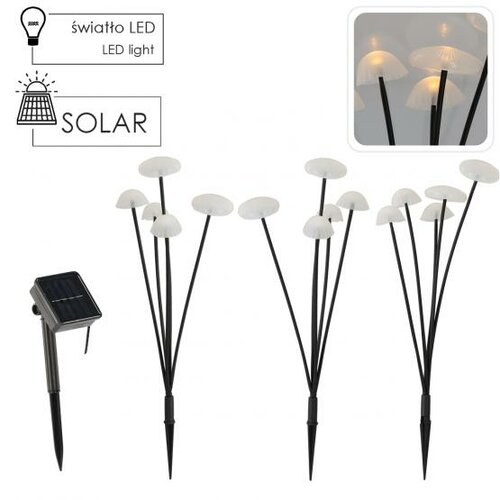 Aldotrade Solárna lampa Hubka, sada 3 ks, v. 43cm, 15 LED diód, teplá biela