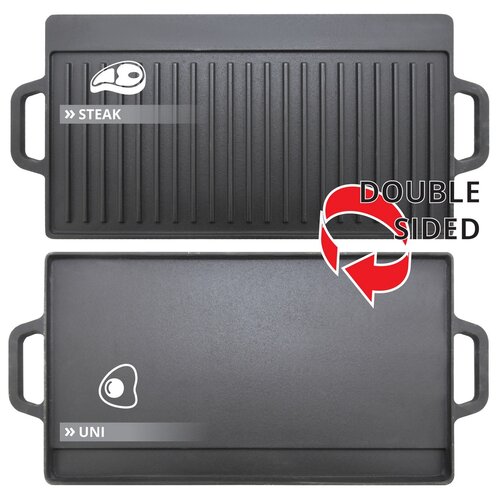 Cattara 13064 Blacha do grillowania z uchwytami Żeliwo, 50 x 23 cm