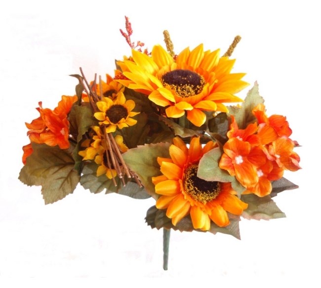 Umelá kytica slnečníc a hortenzií