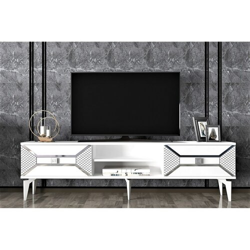 Stolik pod telewizor Yumedi White and Silver
