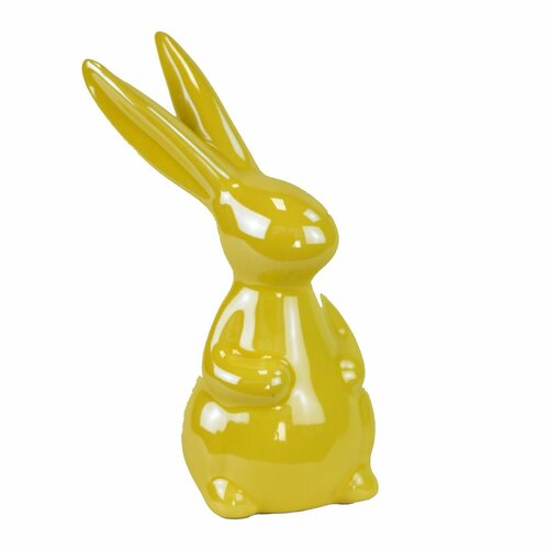 Velikonoční dekorace Žlutý zajíc, keramika, 8,3 x14,3 x 6 cm