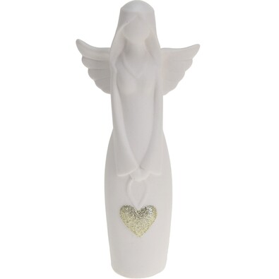 Keramický dekorační anděl se srdcem, 19 cm
