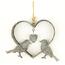 Závěsná kovová dekorace Heart with birds, 14 cm