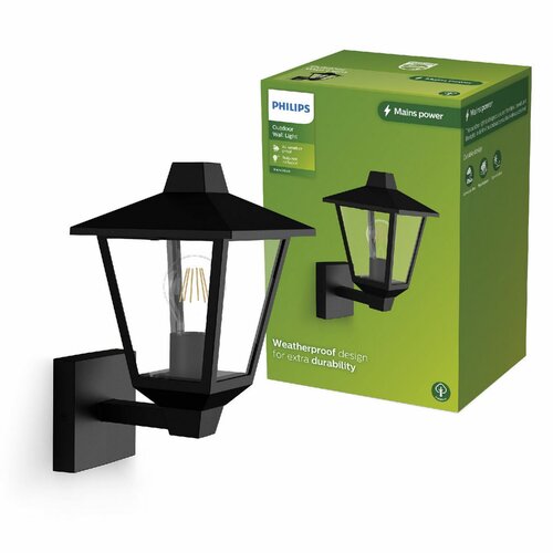 Philips Kinno kinkiet zewnętrzny z górnym światłem czarny, E27, maks. 1x25 W