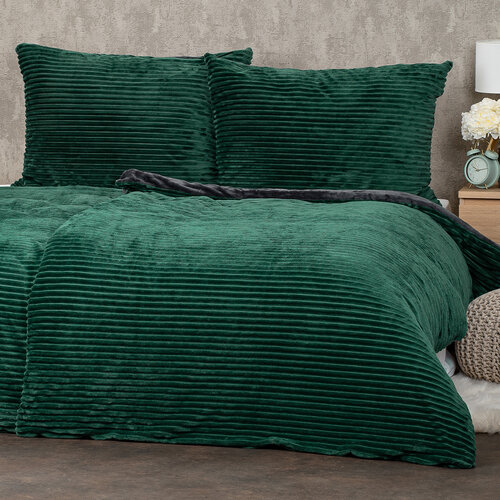 Lenjerie de pat din microflanel 4Home Stripe verde, 140 x 200 cm, 70 x 90 cm