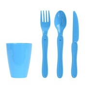 Piknikowy zestaw plastikowych naczyń 31 szt., niebieski