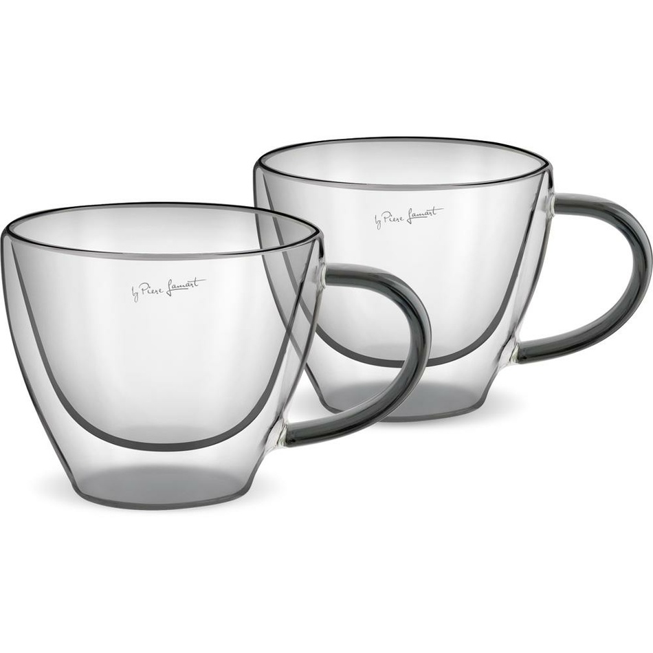 Lamart LT9117 2-dielna súprava pohárov na cappuccino Vaso, 190 ml, čierna