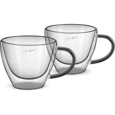 Lamart LT9117 Set 2 pahare cappuccino Vaso, 190ml, negru