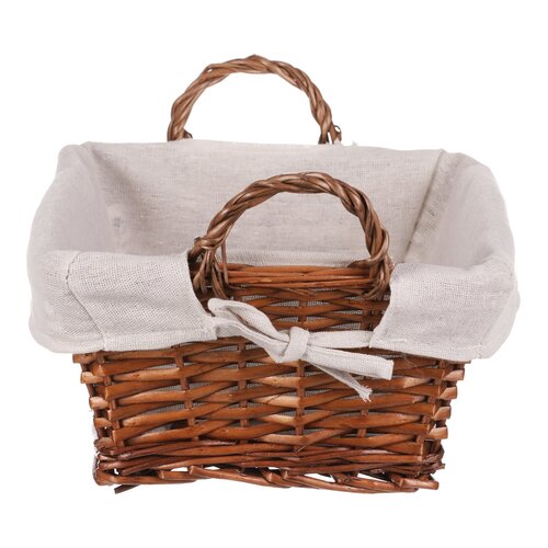 Pletena košara z blago rjava, 35 x 25 x 13 cm