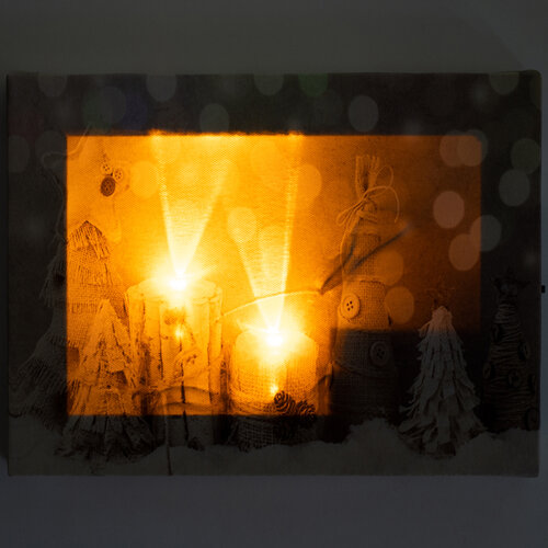 Vánoční obraz s LED osvětlením Christmas, 20 x 15 cm