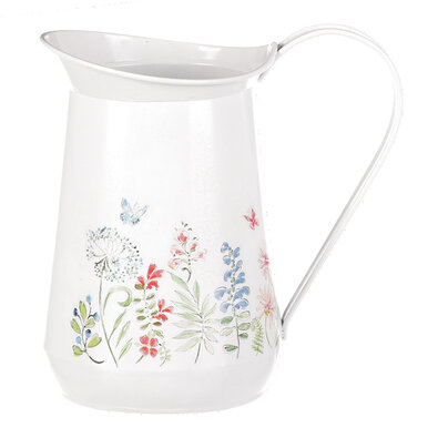 Vase "Wiesenblumen", 17 x 18 x 11 cm, Krug, Metallweiß  ,