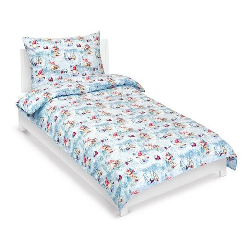 Bellatex Świąteczna pościel bawełniana Skrzat na łyżwach, 140 x 200 cm, 70 x 90 cm