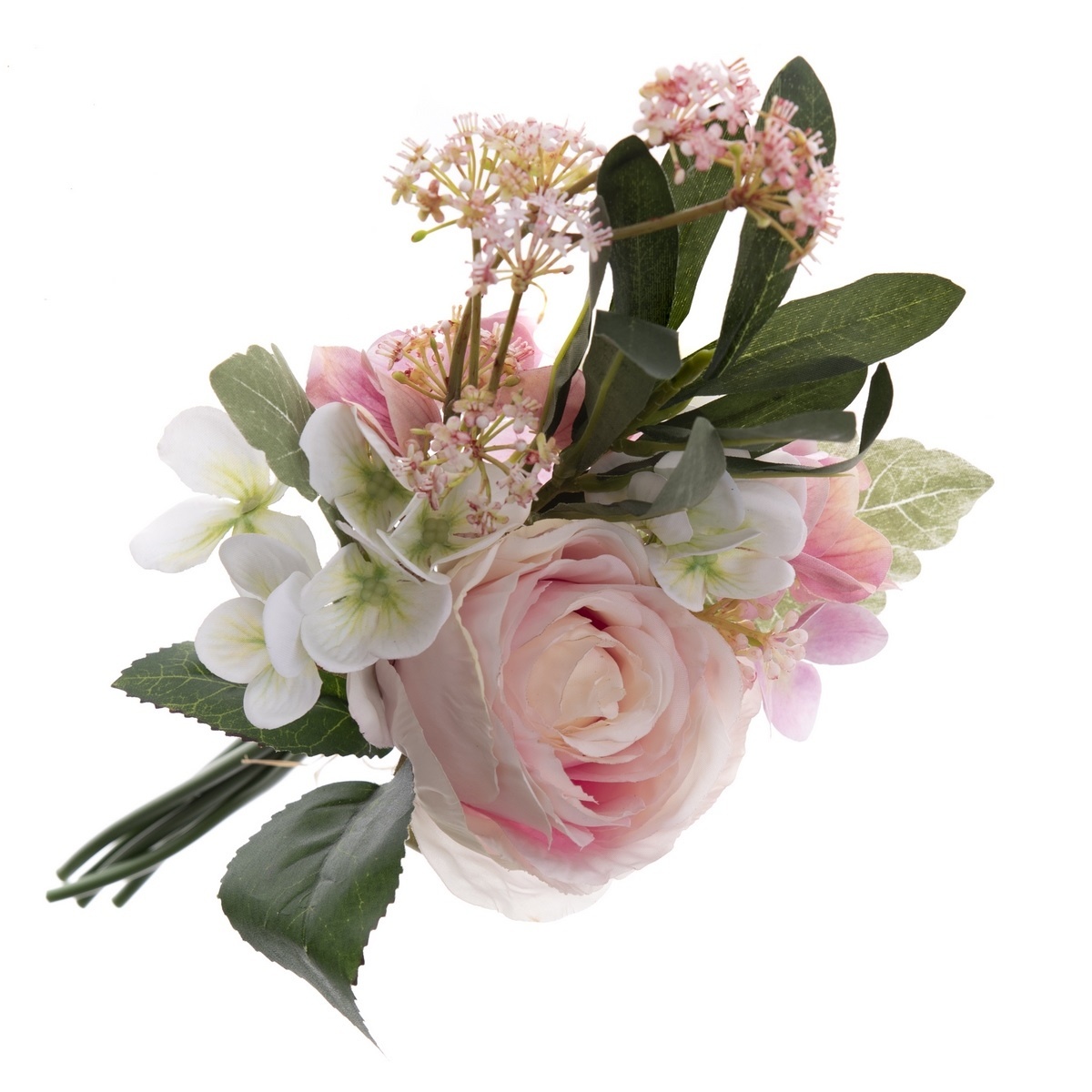 Buchet artificial de trandafiri și hortensii, 35 cm
