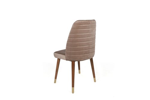 Esszimmerstuhl-Set Hugo Beige and Walnut, 4 Stück