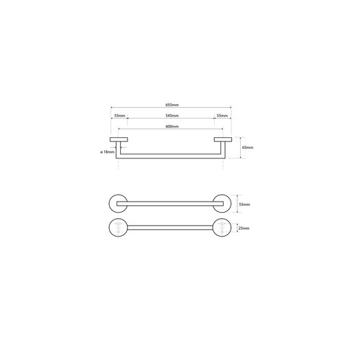 SAPHO XR404 X-Round suport pentru prosoape 65 cm ,argintiu