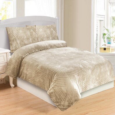 Bettwäsche Mikroplüsch Dreiergruppe Beige, 140 x 200 cm, 70 x 90 cm