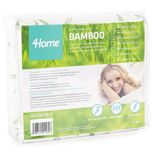 4Home Bamboo Matratzenschoner mit Saum, 160 x 200 cm + 30 cm