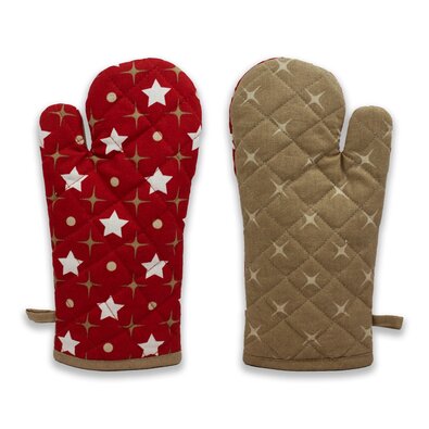 Rękawica kuchenna z magnesem Stars red, 18 x 32 cm
