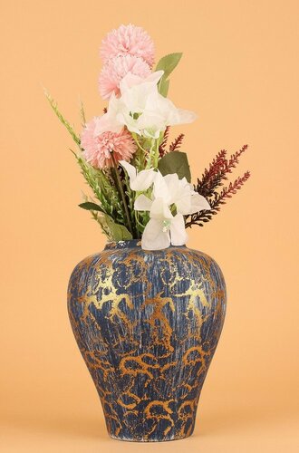 Keramikvase YL744 Vesira, blau/gold