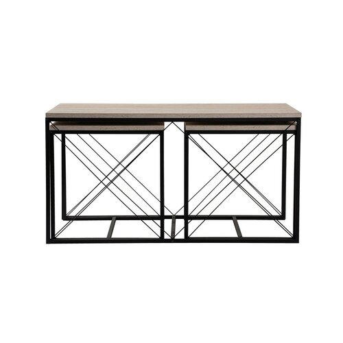 Set de măsuțe de cafea Defne Black andTravertine, 3 buc.