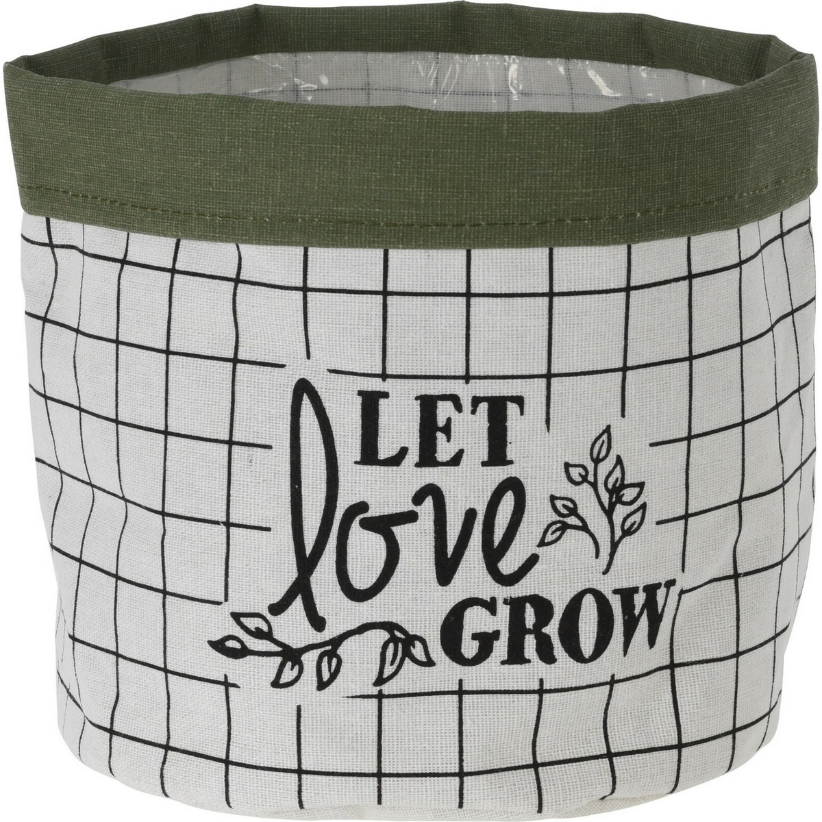 Textilný obal na kvetináč Let Love Grow, 20 x 18 cm, sv. zelená