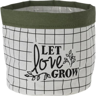 Tekstilni ovitek za cvetlični lonček Let LoveGrow, 20 x 18 cm, temno zelena