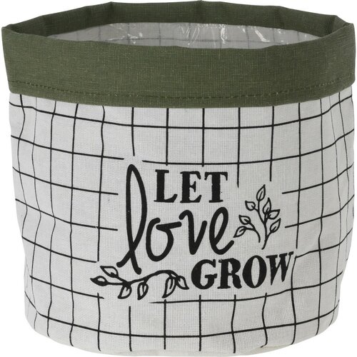 Let Love Grow textil virágtartó kaspó, 20 x 18 cm, sötétzöld