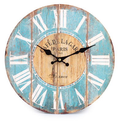 Wanduhr Römische Ziffern, Blau